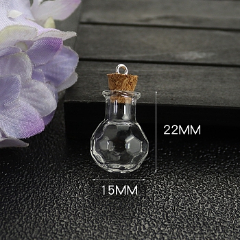 Glass Bead Containers, with Cork Lid, Round, 1.5x2.2cm