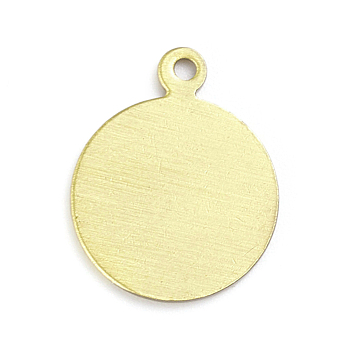 Brass Charms, Stamping Blank Tag, Long-Lasting Plated, Flat Round, Antique Bronze, 15x12x1mm, Hole: 1.2mm