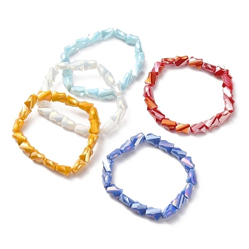 Glass Twist Rectangle Beaded Stretch Bracelet, Mixed Color, Inner Diameter: 2 inch(5.2cm)