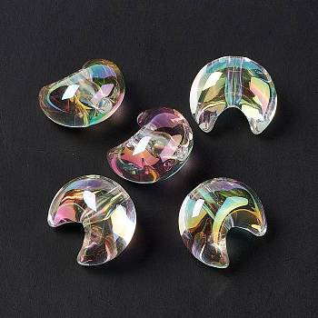 Transparent Resin Beads, Moon, Clear AB, 25x22x16.5mm, Hole: 3.5mm