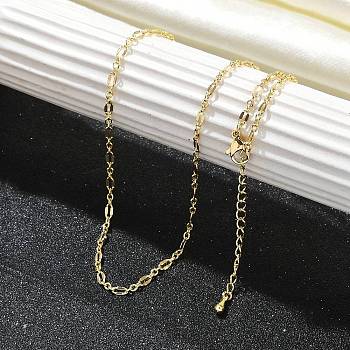 Rack Plating Brass Dapped Chain Necklaces for Women, Lead Free & Cadmium Free, Long-Lasting Plated, Real 18K Gold Plated, 18.58 inch(47.2cm)