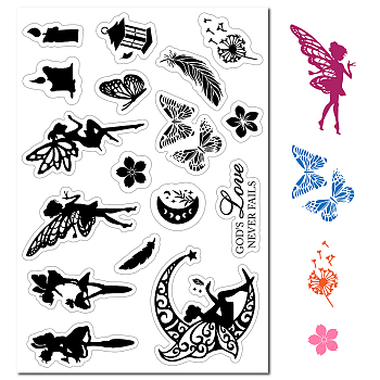 Custom PVC Plastic Clear Stamps, for DIY Scrapbooking, Photo Album Decorative, Cards Making, Stamp Sheets, Film Frame, Fairy Pattern, 160x110x3mm