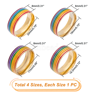 Unicraftale 4Pcs 4 Style Pride Finger Rings(RJEW-UN0001-21G)-5