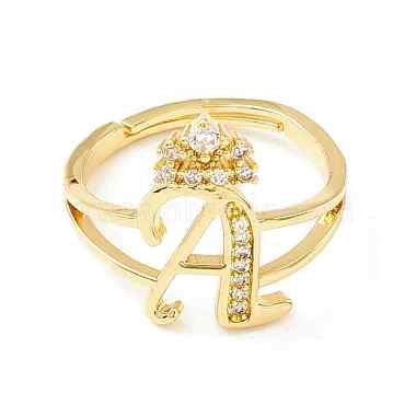 Clear Cubic Zirconia Initial Letter with Crown Adjustable Ring(RJEW-M139-17A)-2