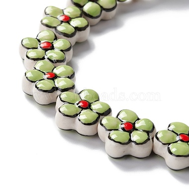 Handmade Porcelain Flower Beads Strands(PORC-F003-01L)-4