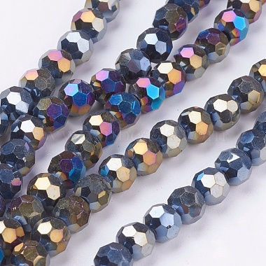 6mm Black Round Electroplate Glass Beads
