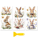 3 Sheets 3 Styles PVC Waterproof Decorative Stickers, Self Adhesive Floral Decals for Furniture Decoration, Rabbit, 300x150mm, 1 sheet/style(DIY-WH0404-619)