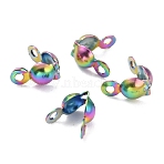 Ion Plating(IP) 304 Stainless Steel Bead Tips, Rainbow Color, 8x4mm, Hole: 1mm(STAS-F075-26MC)