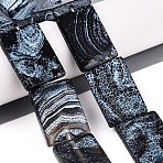 Natural Weathered Agate Beads Strands, Dyed, Rectangle, Prussian Blue, 29.5~33.5x20~24x3.5~8.5mm, Hole: 1.2~1.8mm, about 11pcs/strand, 13.39~13.78 inch(34~35cm)(G-N357-01A-01)