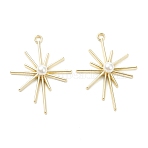 Alloy Pendants, with Acrylic Pearl Beads, Shining Star Charms, Light Gold, 42.5x31.5x7mm, Hole: 2mm(PALLOY-E580-05LG)