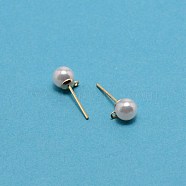 304 Stainless Steel Stud Earring Findings, with Acrylic Imitation Pearl Beads and Loop, Light Gold, 18x7mm, Hole: 0.8mm, Pin: 0.8mm(STAS-WH0029-02B-01)