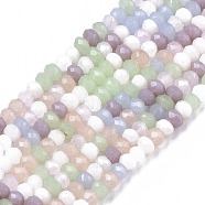 Glass Beads Strands, Imitation Jade Glass, Faceted, Rondelle, Mixed Color, 2mm, Hole: 0.6mm, about 87~90pcs/strand, 12.68 inch(32.2cm)(GLAA-N041-003)