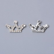 Alloy Rhinestone Cabochons, Crown, Crystal, Silver Color Plated, 14x22x3mm(FIND-WH0066-67)