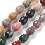 Natural Indian Agate Beads Strands, Teardrop, 9x6mm, Hole: 1.2mm, about 44pcs/strand, 15.75''(40cm)(G-B106-A21-01)