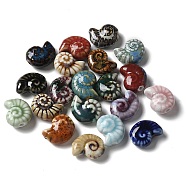 Handmade Porcelain Beads, Snail, Mixed Color, 20~21x16~17x9~10.5mm, Hole: 3mm(PORC-L080-F)