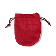 Velvet Storage Bags, Drawstring Pouches Packaging Bag, Oval, Crimson, 12x10cm(ABAG-H112-01C-05)