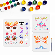 US 1 Set Halloween Mask PET Hollow Out Drawing Painting Stencils, with 1Pc Art Paint Brushes, 200~300x200~300mm, 3pcs/set(DIY-MA0001-63)