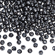 2Strands Non-magnetic Synthetic Hematite Beads Strands, Faceted, Round, 3.5~4x4mm, Hole: 0.7mm, about 98~105pcs/strand, 15.9~16.6 inch(40.4~42.2cm)(G-NB0005-01A)