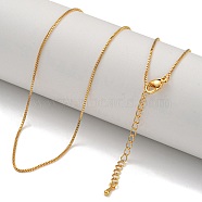 Brass Box Chain Necklaces for Women, Real 18K Gold Plated, 18.39 ~18.70 inch(46.7~47.5cm)(NJEW-U011-05G)