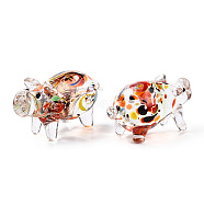 Handmade Lampwork Home Decorations, 3D Pig Ornaments for Gift, FireBrick, 48~53.5x23~24x26~29mm(LAMP-T011-38)