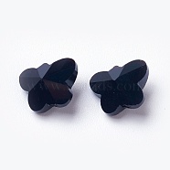 Transparent Glass Beads, Faceted, Butterfly, Black, 8x10x5.5mm, Hole: 1mm(GLAA-P037-02A-20)