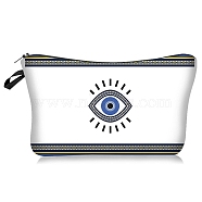 Evil Eye Pattern Polyester Cosmetic Pouches, with Iron Zipper, Waterproof Clutch Bag, Toilet Bag for Women, Rectangle, White, 22x18x13.5cm(PW-WG16217-02)