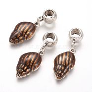 Alloy Pendants, with Enamel, Conch, Antique Silver, 37mm, Hole: 5.5mm(PALLOY-P129-20AS)