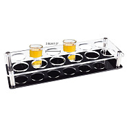 12 Round Holes Acrylic Shot Glasses Holders, Beer Wine Glasses Organizer Rack for Family Party Bar Pub, Rectangle, Clear & Black, 300x105x54mm, Inner Diameter: 38mm(AJEW-WH0332-32A)