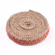 Hessian Ribbon, Jute Ribbon, for Christmas Craft Making, Red, 5/8 inch(17mm), about 5m/roll(OCOR-WH0030-84A)