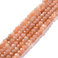 Natural Sunstone Beads Strands, Faceted, Rondelle, 5.5x4mm, Hole: 0.8mm, about 93pcs/strand, 15.35''(39cm)(G-K312-09B)