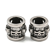 316 Surgical Stainless Steel European Beads, Large Hole Beads, Column, Antique Silver, 14x13mm, Hole: 9mm(STAS-Q326-01AS-07)