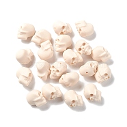Halloween Silicone Focal Beads, Skull, Cornsilk, 21x16x20mm, Hole: 2.5mm(FIND-PW0005-01B)