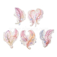 5Pcs 5 Styles Feather Waterproof PET Stickers Sets, Adhesive Decals for DIY Scrapbooking, Photo Album Decoration, Misty Rose, 93~120x62~85x0.2mm, 1pc/style(DIY-B071-03B)