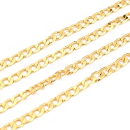 3.28 Feet Brass Curb Chains, Cuban Chains, Long-Lasting Plated, Cadmium Free & Nickel Free & Lead Free, Unwelded, Real 18K Gold Plated, 7x4x0.5mm(X-CHC-C017-03-NR)