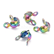 Ion Plating(IP) 304 Stainless Steel Bead Tips, Rainbow Color, 8x4mm, Hole: 1mm(STAS-F075-26MC)
