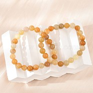 Natural Topaz Jade Beads Stretch Bracelets, Round, 2 inch~2-1/8 inch(5.2~5.5cm), Beads: 8~9mm(BJEW-F380-01-B07)