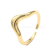 Brass Open Cuff Ring for Woman, Real 18K Gold Plated, US Size 6 1/2(16.9mm)(RJEW-F146-03G)