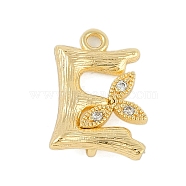 Brass Crystal Rhinestone Letter Links Connector Charms, Real 18K Gold Plated, Letter E, 15x10x4mm, Hole: 1.2mm and 1.5mm(KK-S395-06G-E)