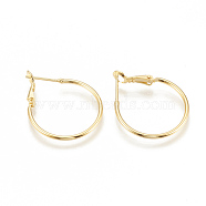 Brass Hoop Earrings, Nickel Free, Golden, 30x24.5x1.5mm, Pin: 0.7mm(Y-KK-S341-84)