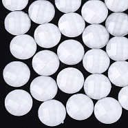 Resin Cabochons, with Glitter Powder, Faceted, Dome/Half Round, Creamy White, 12x2.5mm(CRES-Q208-09A)