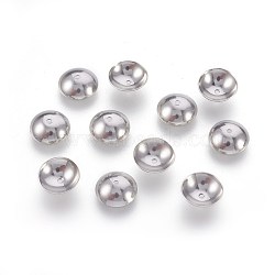 201 Stainless Steel Bead Caps, Apetalous, Stainless Steel Color, 8x2.4mm, Hole: 0.8mm(X-STAS-F188-16P)