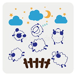 PET Hollow Out Drawing Painting Stencils, for DIY Scrapbook, Photo Album, Sheep, 30x30cm(DIY-WH0391-0692)