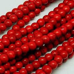 1 Strand Synthetic Turquoise Round Beads Strands, Dyed, Crimson, 8mm, Hole: 1mm, about 50pcs/strand, 15.35 inch(X-TURQ-G106-8mm-02H)