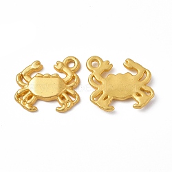 Rack Plating Alloy Pendants, Cadmium Free & Lead Free & Nickle Free, Crab Charm, Matte Gold Color, 15x16.5x2.5mm, Hole: 1.6mm(PALLOY-I215-20G)