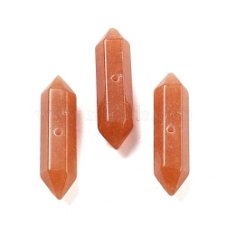 Natural Red Aventurine Double Terminal Pointed Beads, Faceted Bullet, 32.5x9x8mm, Hole: 1.6mm(G-A231-01E)