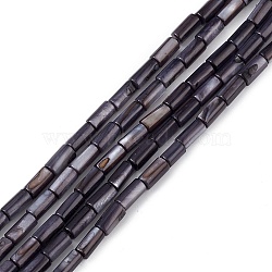 Natural Freshwater Shell Dyed Beads Strands, Column, Black, 8x4mm, Hole: 0.8mm, about 46pcs/strand, 14.96''(38cm)(SHEL-M018-11-09)