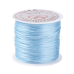 Flat Elastic Crystal String, Elastic Beading Thread, for Stretch Bracelet Making, Light Sky Blue, 0.8mm, 60m/roll(X-EW-O001-01B)