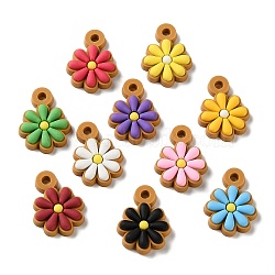 PVC Plastic Pendants, Daisy Charms, Mixed Color, 21x15x3.5mm, Hole: 2mm(PL-H001-04)
