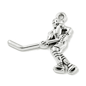 Tibetan Style Alloy Pendants, Athletes Charms, Nickel, Antique Silver, 25.5x26x2.5mm, Hole: 1.6mm