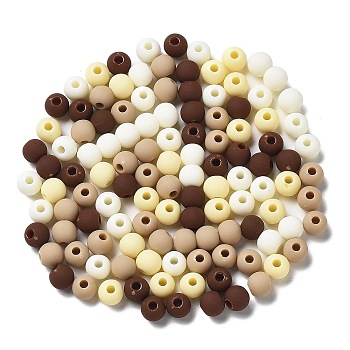Frosted Opaque Acrylic Beads, Round, Coconut Brown, 6mm, Hole: 2mm, about 4545pcs/500g
